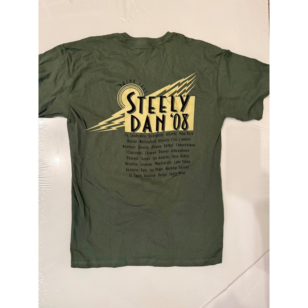 Steely Dan 2008 Think Fast Tour Shirt Mens Medium Green Concert Tee Gildan